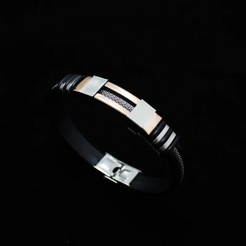 4 цвета силиконовый браслет из нержавеющей стали мужские ювелирные изделия в