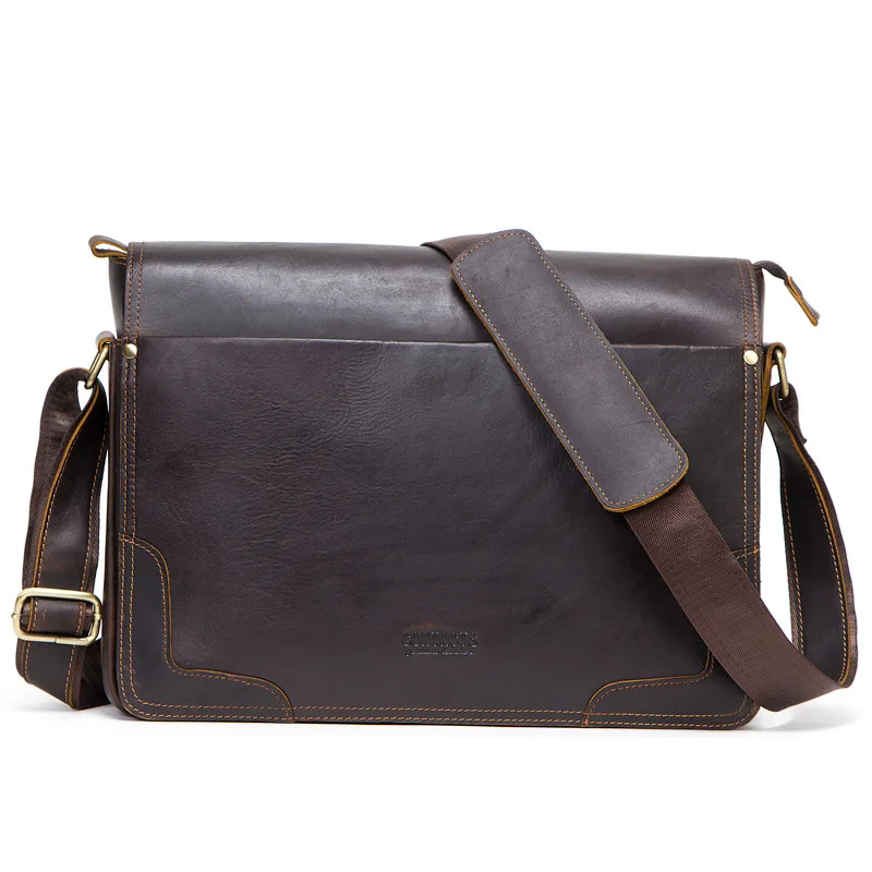 Винтажный кожаный портфель для мужчин многофункциональные сумки через плечо из