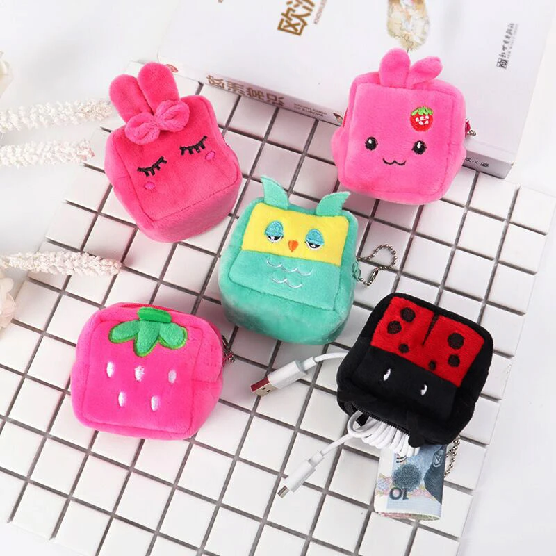 Мягкий плюшевый женский кошелек для мелочи с мультяшным рисунком милый мини на