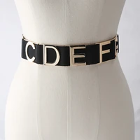fashion leather elastic letter belt for women luxury designer brand waist strap female coat dress decorated waistband girdle