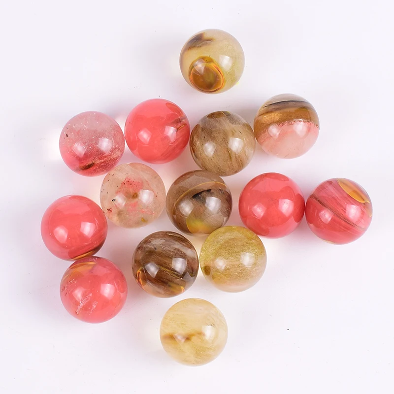 5 pcs/Set Crystal Ball Undrilled Beads 25mm Natural Stone Mixed Sphere Chakra Quartz Healing Reiki Craft Home Decorative | Дом и сад