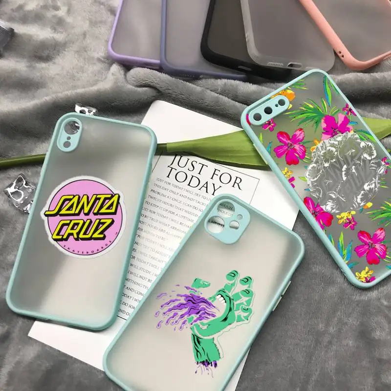 

Personalized Santa Cruz Skateboards Phone Translucent Matte Soft TPU Phone Case For Iphone 7 8 X XS XR 11 12 PRO MAX Cover