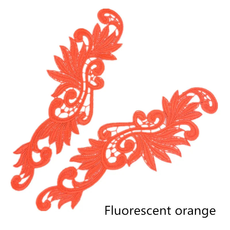fluorescent orange Zsbszc 5 пар Флуоресцентный цвет цветок кружево аппликация патч Танго костюмы для латинских танцев балетные костюмы платье Декор шитье ремесла DA004 - Цвет: fluorescent orange
