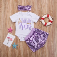 sping summer baby girls suits spring newborn baby clothes short sleeve rompers pants headband baby infant clothing 3pcs sets
