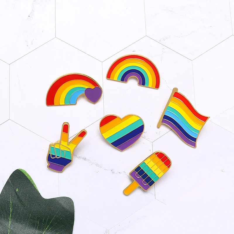 LGBT радужные булавки Цветная брошь в форме воздушного шара флаг победный палец