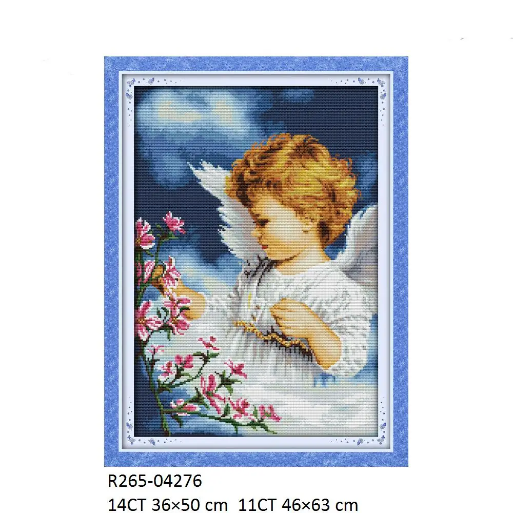 Joy Sunday R265(1)R265(2)R287R312 Home Decor Free Shipping Lovely Cherub Boy Girl Sleeping Angel Rose Cross Stitch Kits | Дом и сад