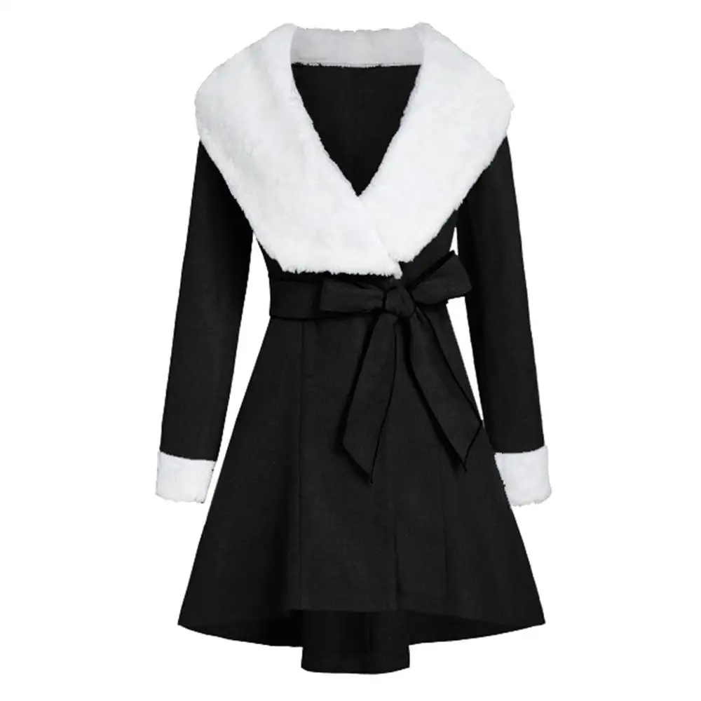 Женское шерстяное пальто женская зимняя теплая плюшевая длинная куртка с