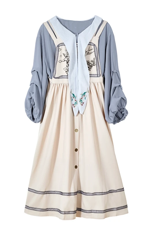 

Skirt Sets Women Autumn Women's 2021 New French Retro Girl's Skirt with Blouse and Skirt Fairy Immortal Two Pieces Sets