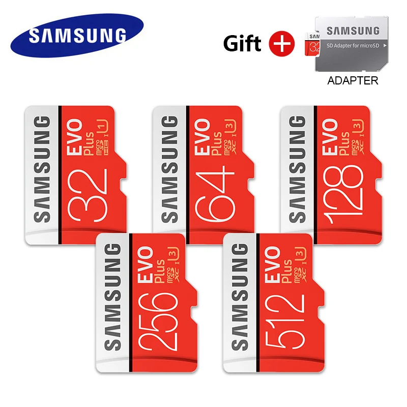 SAMSUNG Microsd Original Genuine 256G 128GB 64GB 32GB 16GB 8GB Memory Card Class10 SDXC Grade EVO Plus Micro TF SD Cards