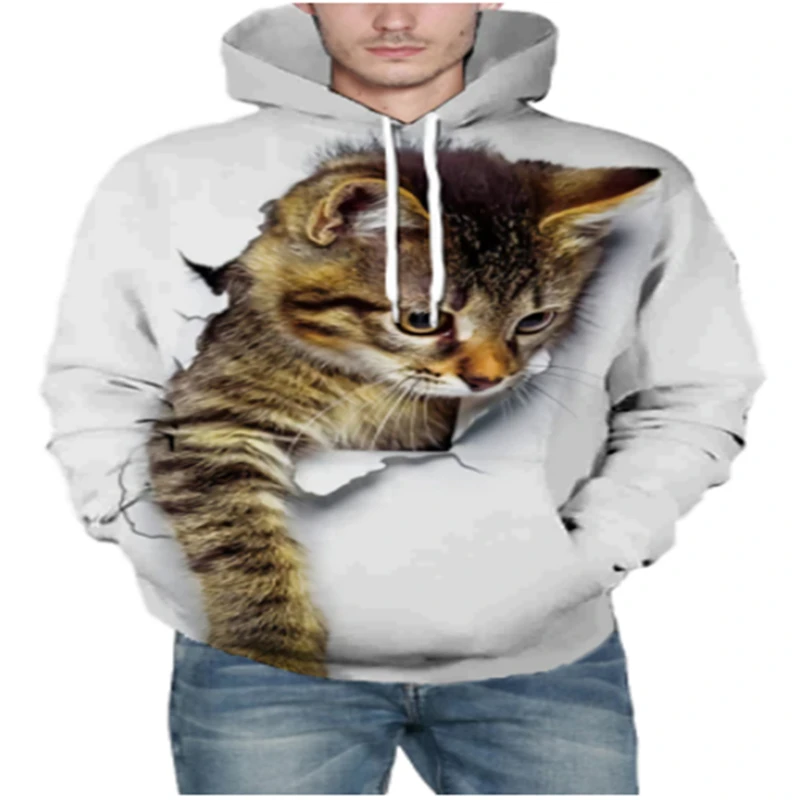 

Fashion sports breathable Print Cat Hoodie Teen Long Sleeve Sweatshirt 3D Clothes Autumn Pullover Coat Top
