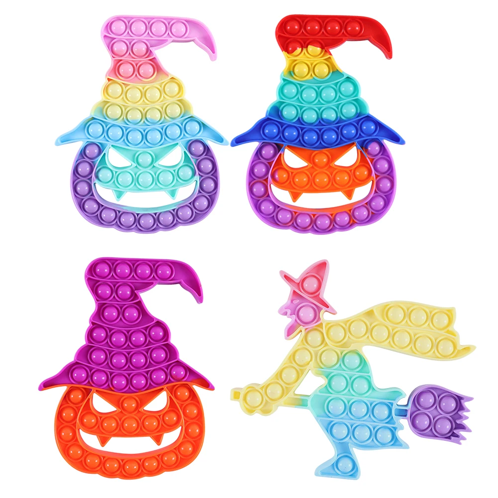 

Helloween Pumpkin Witch Silicone Push Bubble Fidget Brinquedos Anti Stress Toys Stress Reliever Squeeze Crafts Adults Kids Toy