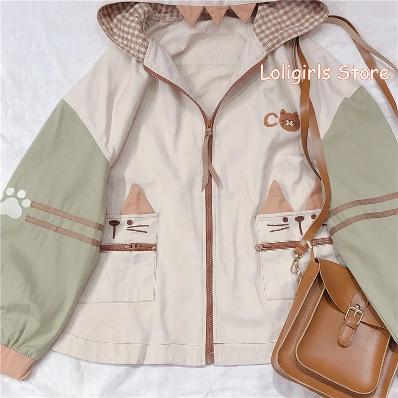 Японское милое мягкое пальто с большими карманами и кошачьими ушками новая