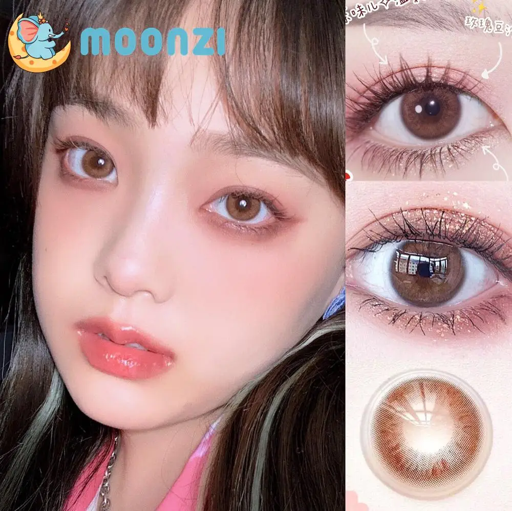 moonzi rose golden contact lens small beauty pupil colored contact lenses for eyes annually yearly degrees myopia prescription free global shipping
