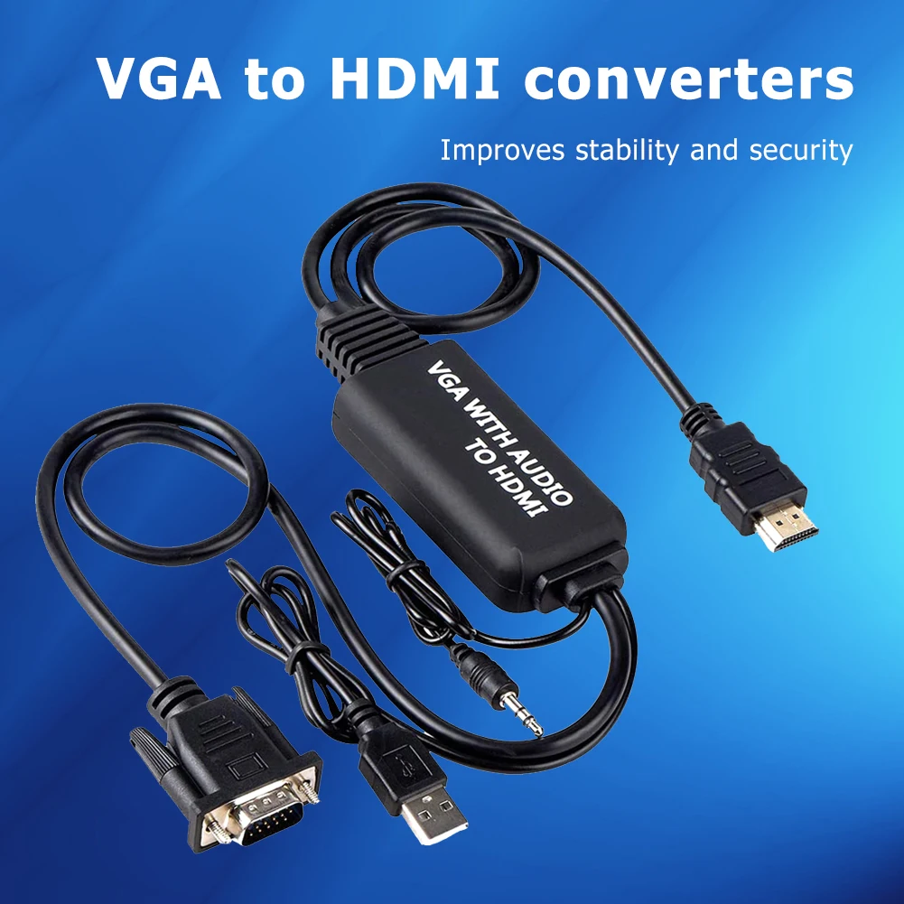 Портативный VGA-HDMI-совместимый + аудиоразъем 3 5 USB-адаптер для ПК HDTV видео конвертер