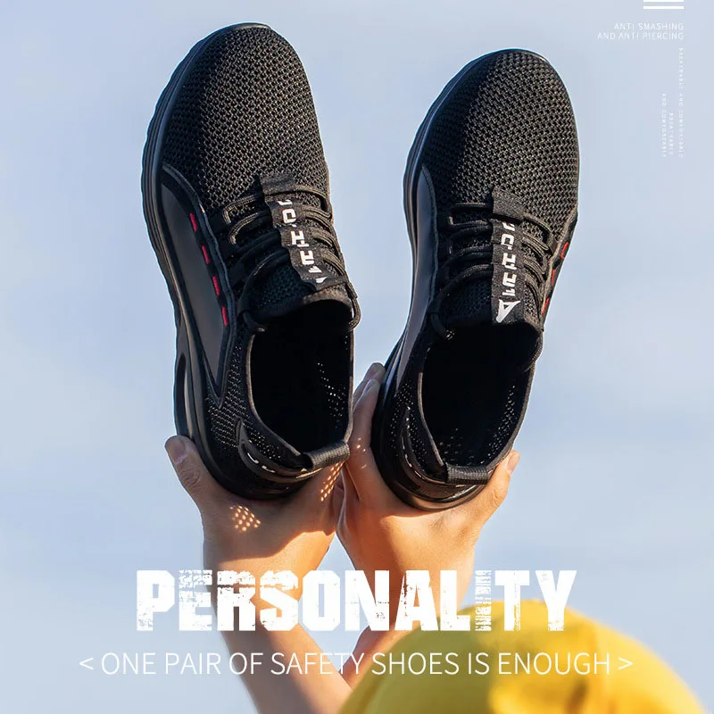Защитные рабочие ботинки для мужчин дышащие из сетчатого материала со стальным