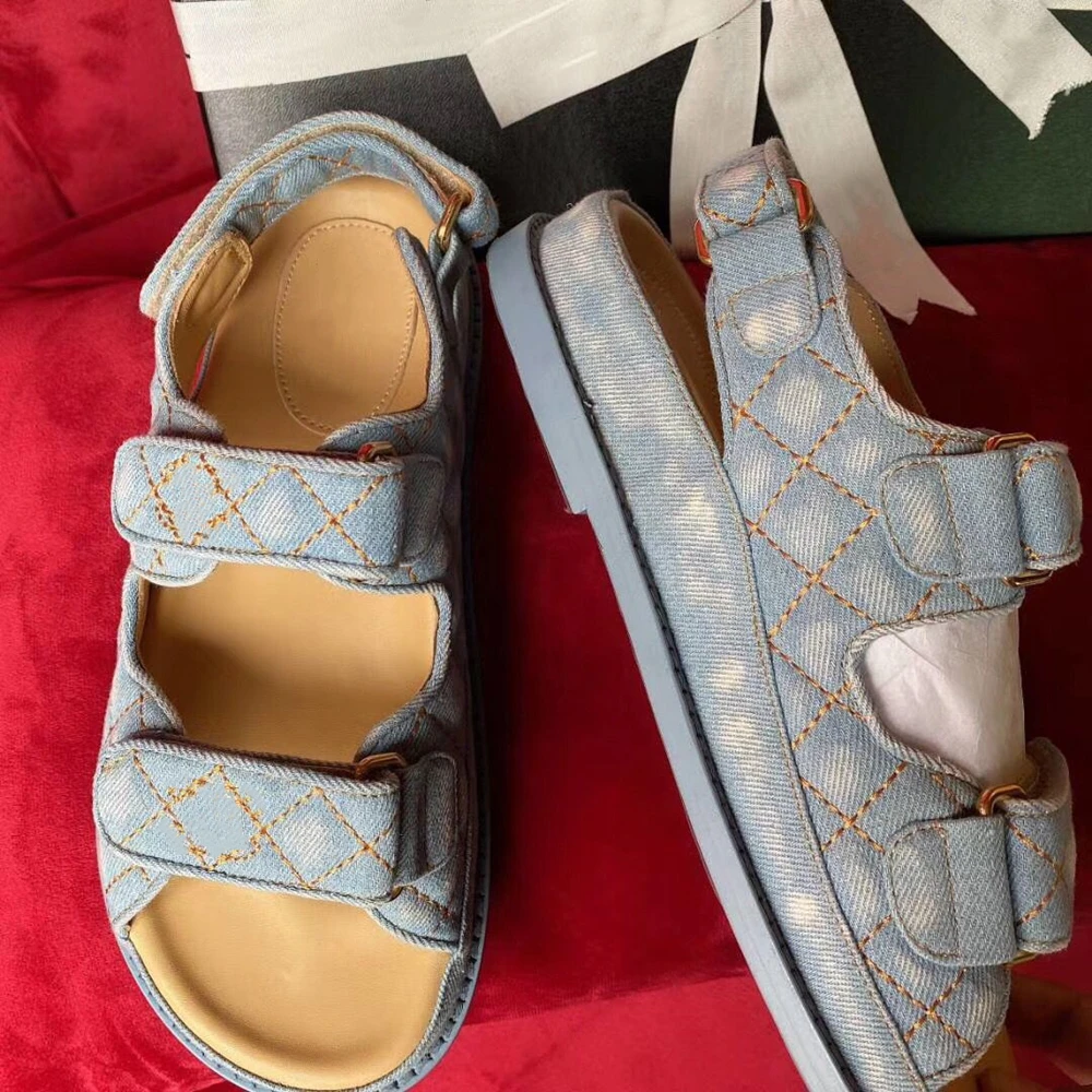 

Сандалии женские из натуральной кожи, Классические босоножки на липучке, модная летняя обувь, большие размеры 34-41