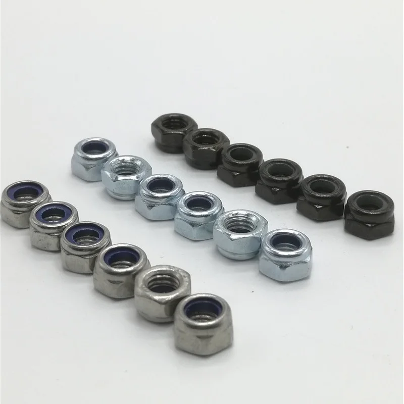 

50pc DIN985 M2 M3 M4 M5/6 M8 Galvanized Carbon Steel plating Black Zinc stainless steel 304 Self-locking Nuts Hex Nylon Lock Nut