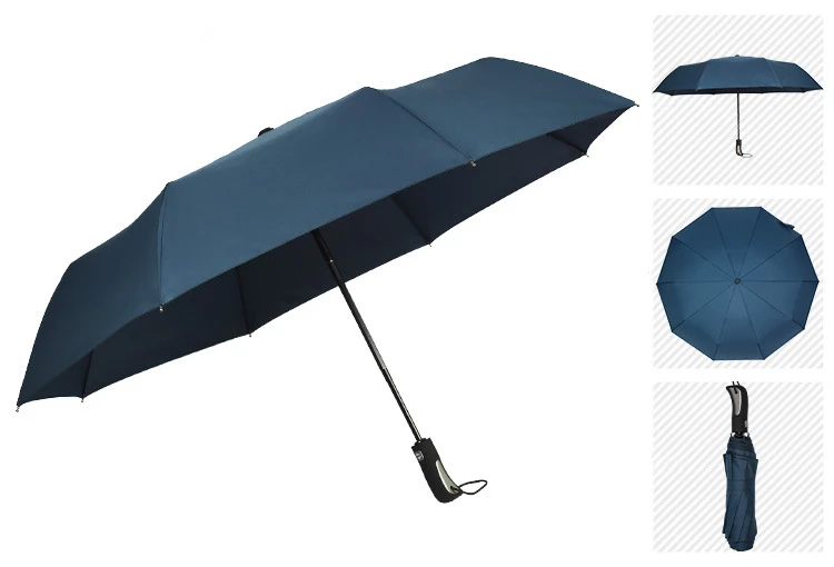 Navy Blue Большой сильный модный ветрозащитный мужской нежный складной компактный полностью автоматический дождевик высокого качества эпонж зонтик Женская реклама - Цвет: Navy Blue