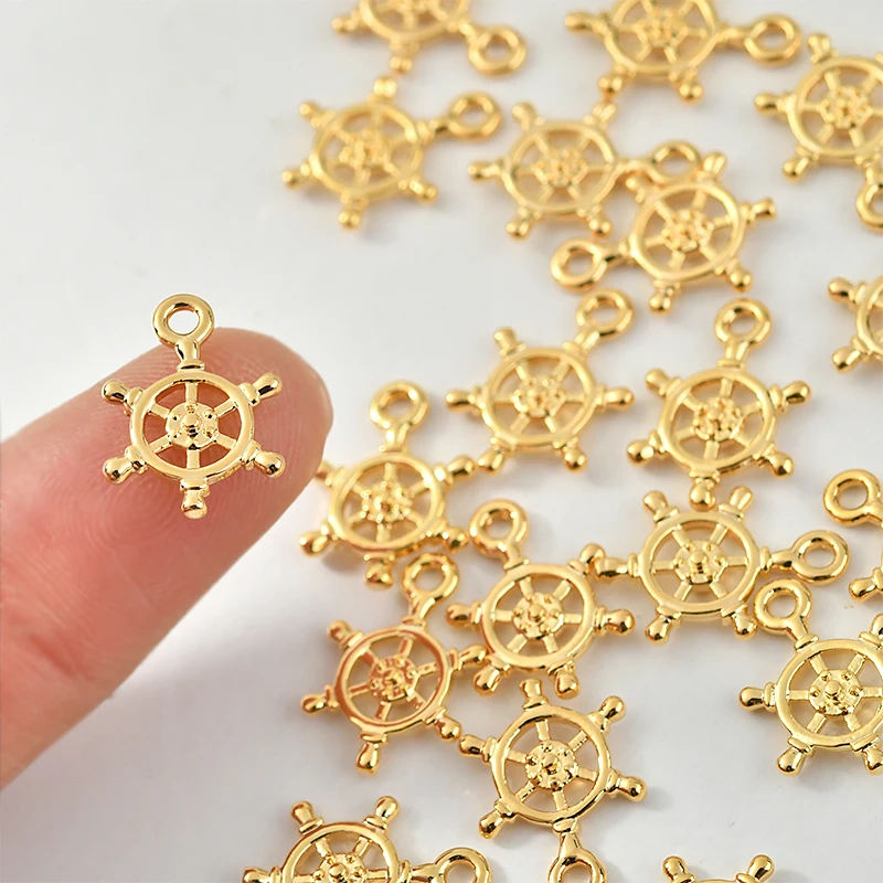 

Copper plated 18k real gold rudder small pendant diy earrings bracelet necklace jewelry accessories materials