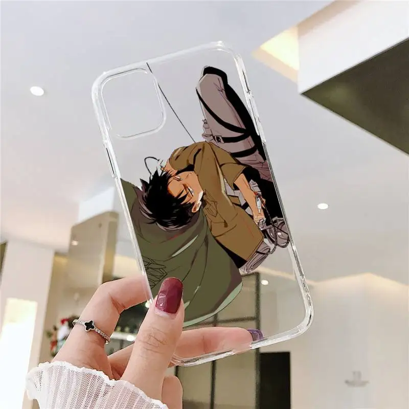 

Hot Anime Attack On Titan cartoon Phone Case Transparent For iphone 5 6 7 8 11 12 s c se plus mini x xs xr pro max soft shell