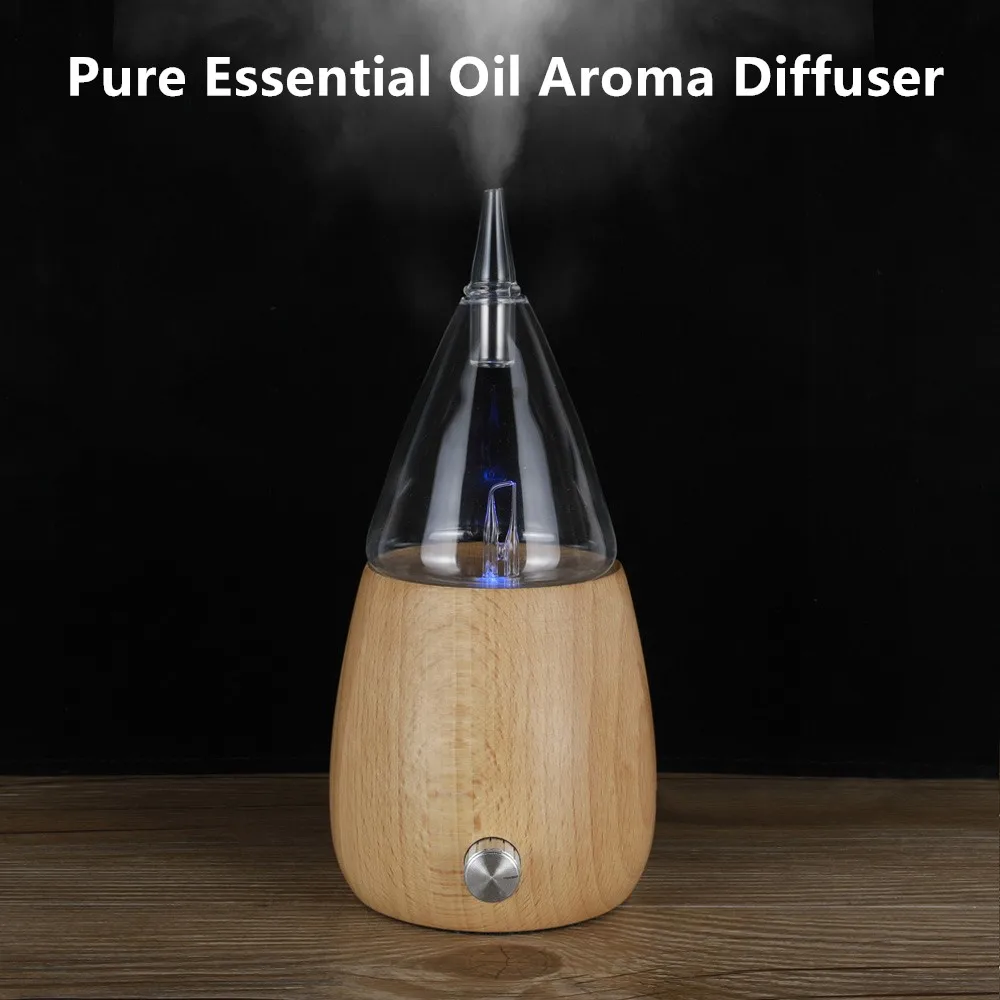Waterless Aroma Essential Oil Diffuser Wooden Glass Aromatherapy Air Fragrance Electric Scent Diffuser Nebulizer For Home