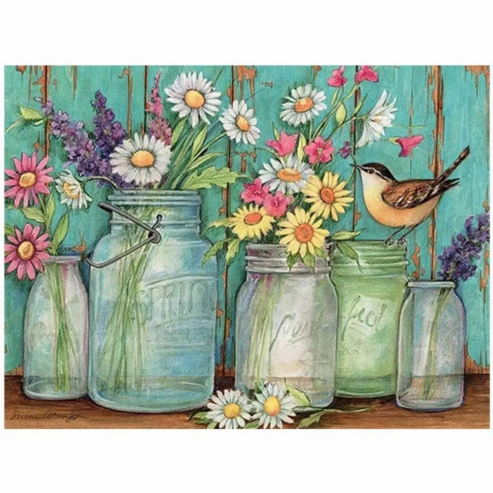 

DIY 5D diamond painting Daisy landscape round embroidery mosaic home decoration pattern children's handmade