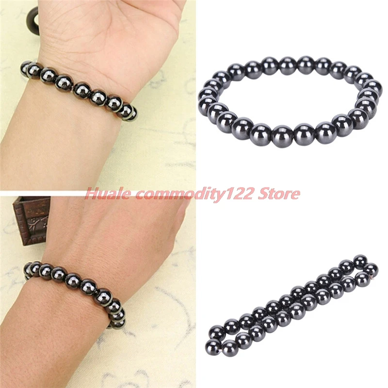 

New 1Pc Weight Loss Round Black Stone Hot Unisex Magnetic Therapy Bracelet Health Care Luxury Slimming Product