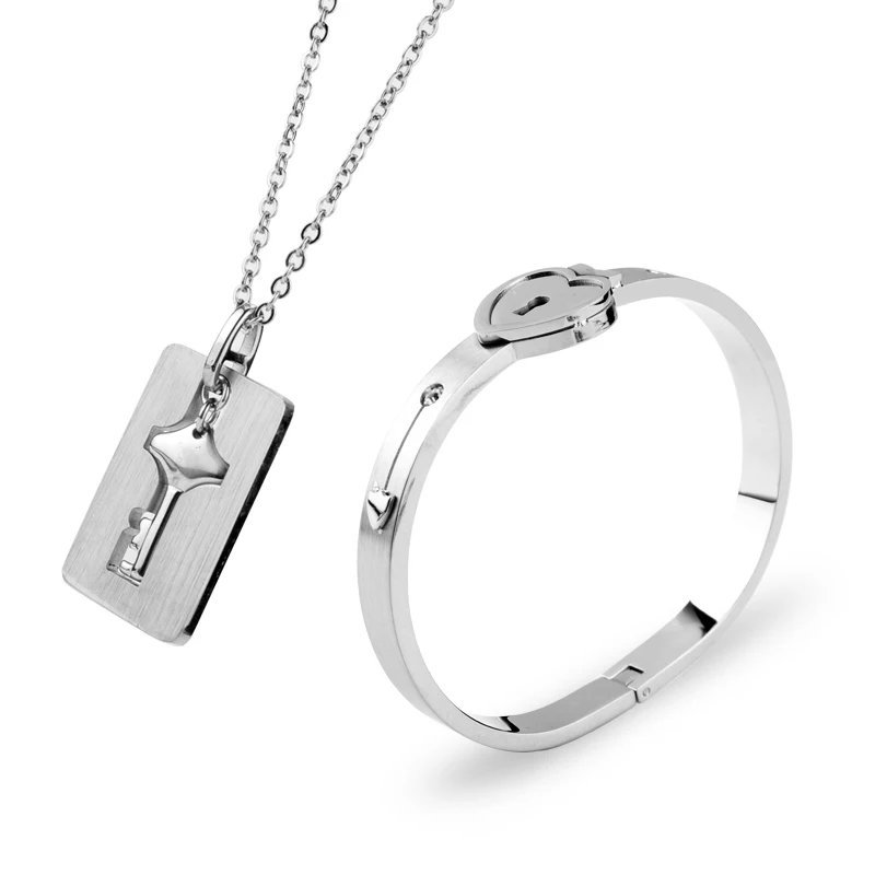 Романтический браслет с подвесками в виде сердца ожерелье милый замок ключ для