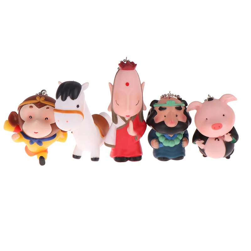 

Journey To The West Tang Seng Monkey King Pig Bajie Junior Brother Sha White Horse Kawaii Doll Keychain Pendant Anime Toy