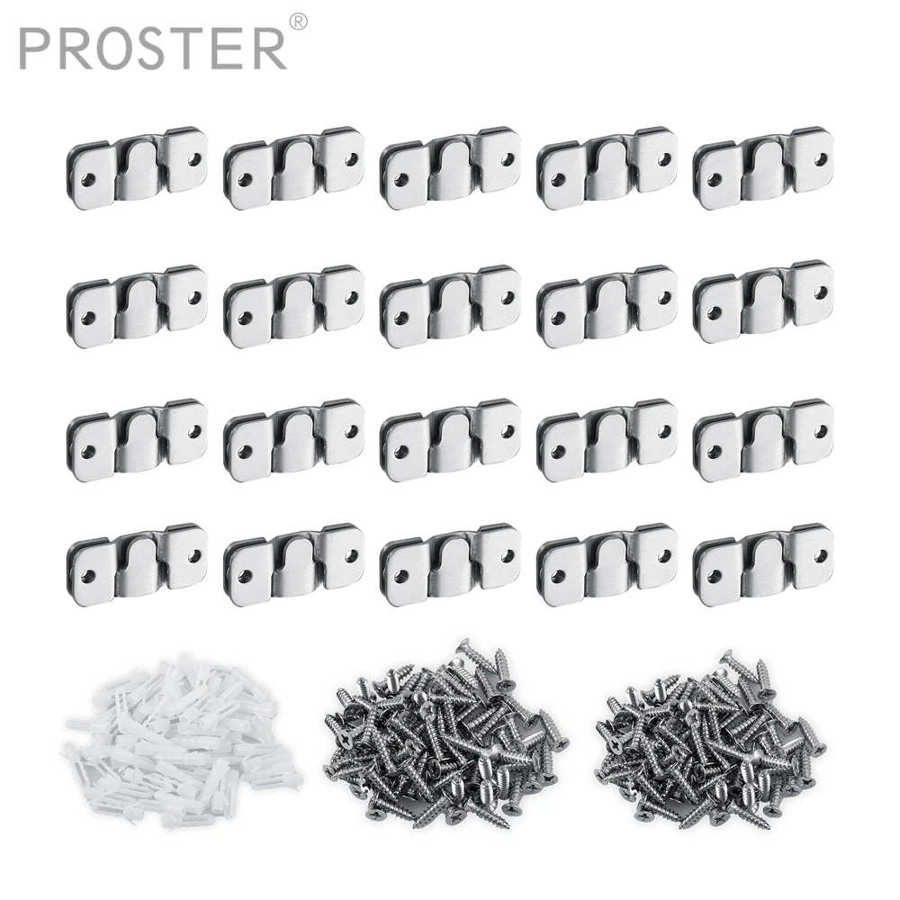 

PROSTER 20 Sets 201 Stainless Steel Furniture Flush Mounting Brackets Z-clamp Interlocking Design For Sofa Bed Home Hardware Kit