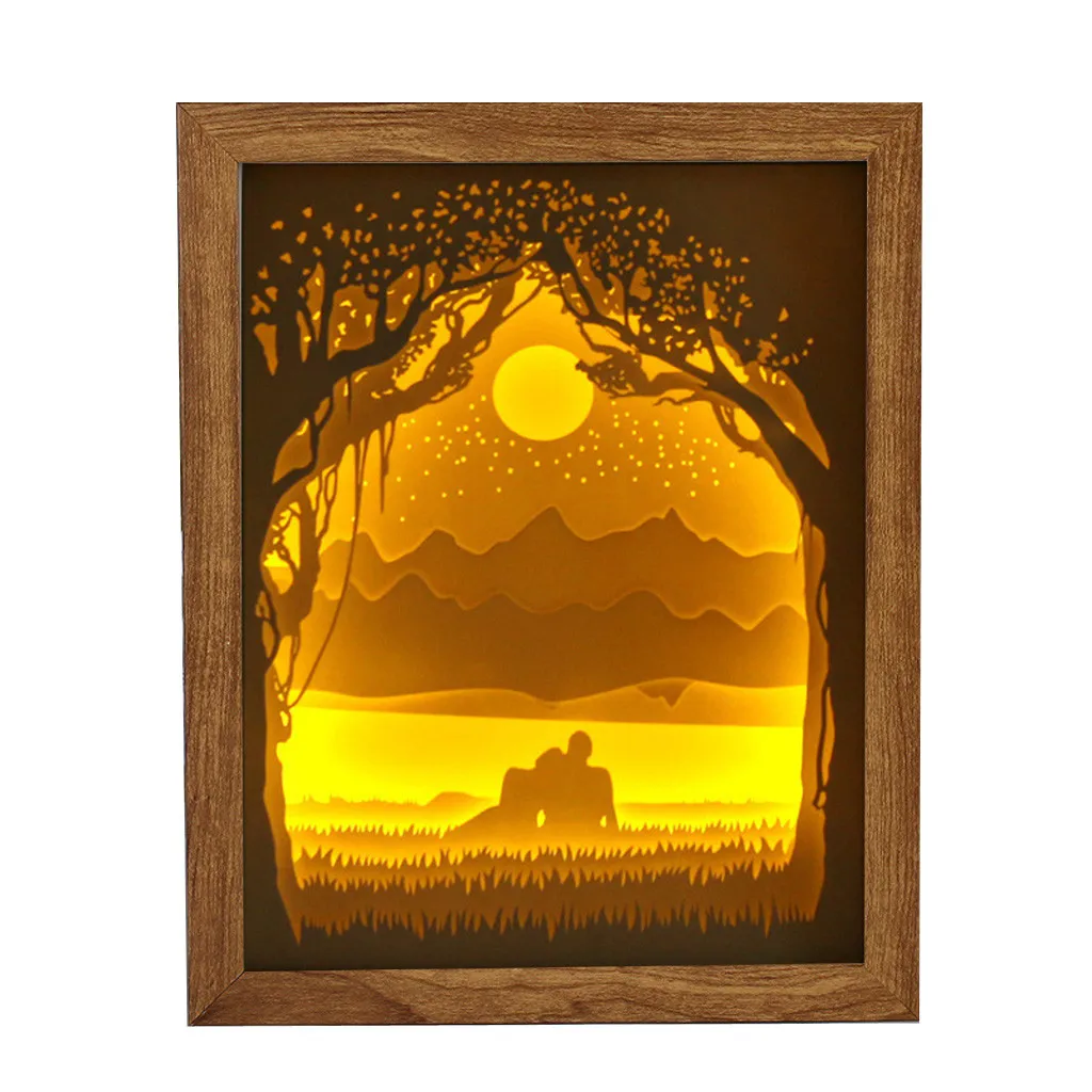 3D бумажный врезной светильник настольные украшения парные световые тени