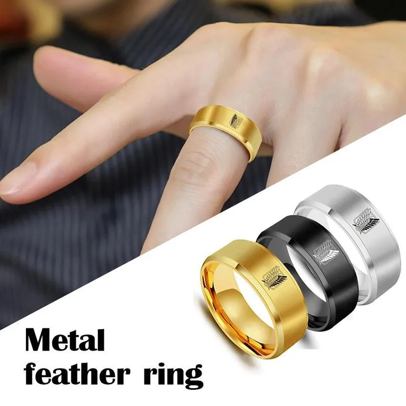 

3 Colors Attack On Gold Black Steel Ring For Women Fans Men Liberty Rings The Anime Finger Jewelry Of Flag E5L2