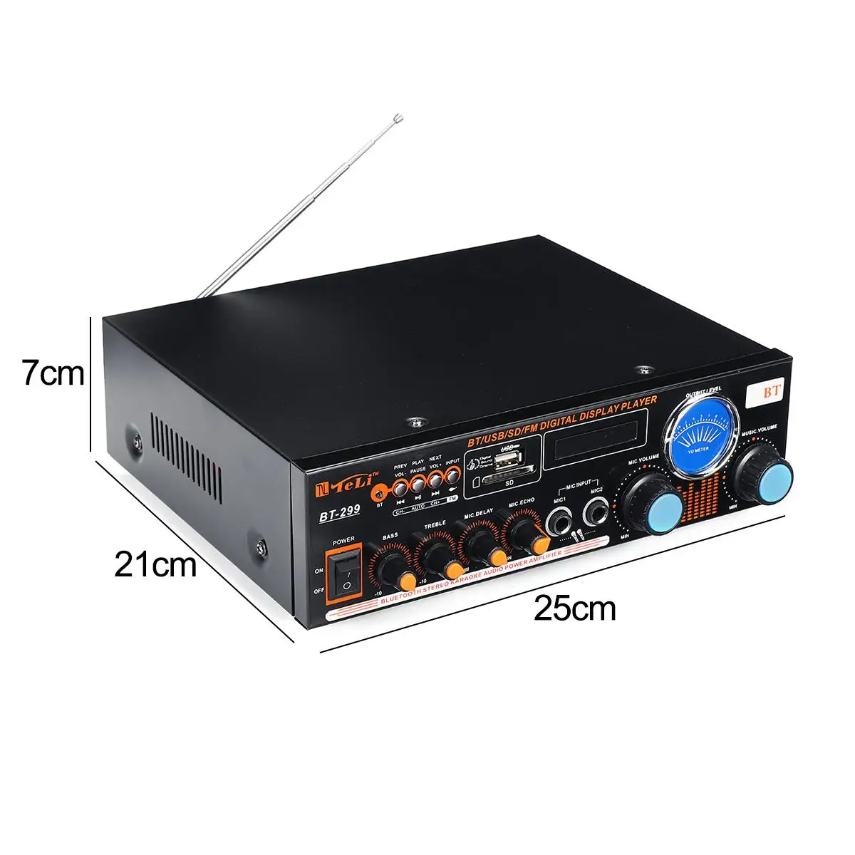 Audew 1200 Вт усилитель мощности HIFI bluetooth дистанционное стерео радио FM SD USB радиомикрофон автомобильный домашний AC220V-240V цифровой светодиодный дисплей