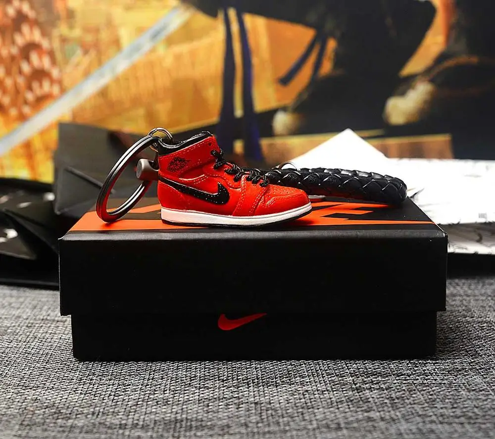 a shoe w rope Персональный DIY Air Jordan " разбитая задняя панель" часть 1 3D кроссовок фигурный брелок сумка коробка Подвеска для пары Кукла аксессуар - Цвет: a shoe w rope
