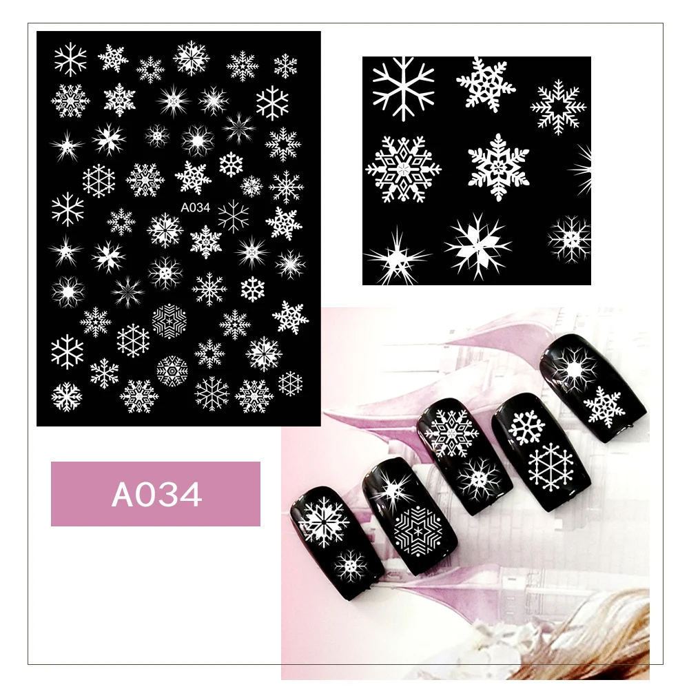 3D белые рождественские наклейки для ногтей красивые DIY|Стикеры и наклейки| |