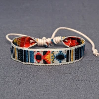 zhongvi ethnic flower cotton handmade charm bracelet for woman men bohemia style fabrics friendship bracelets