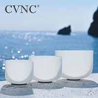 cvnc 8d 8e 12c chakra set of 3pcs 440hz frosted quartz meditation crystal singing bowls set with free mallet o ring