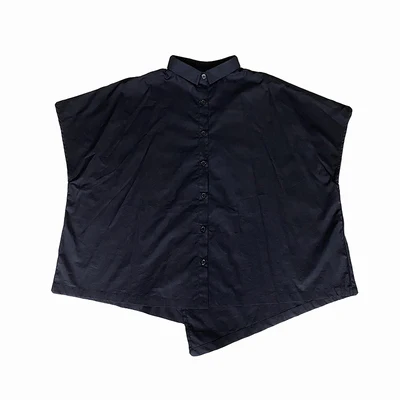 Темная серия новой нишевой домашней нестандартной рубашки с разрезом сзади