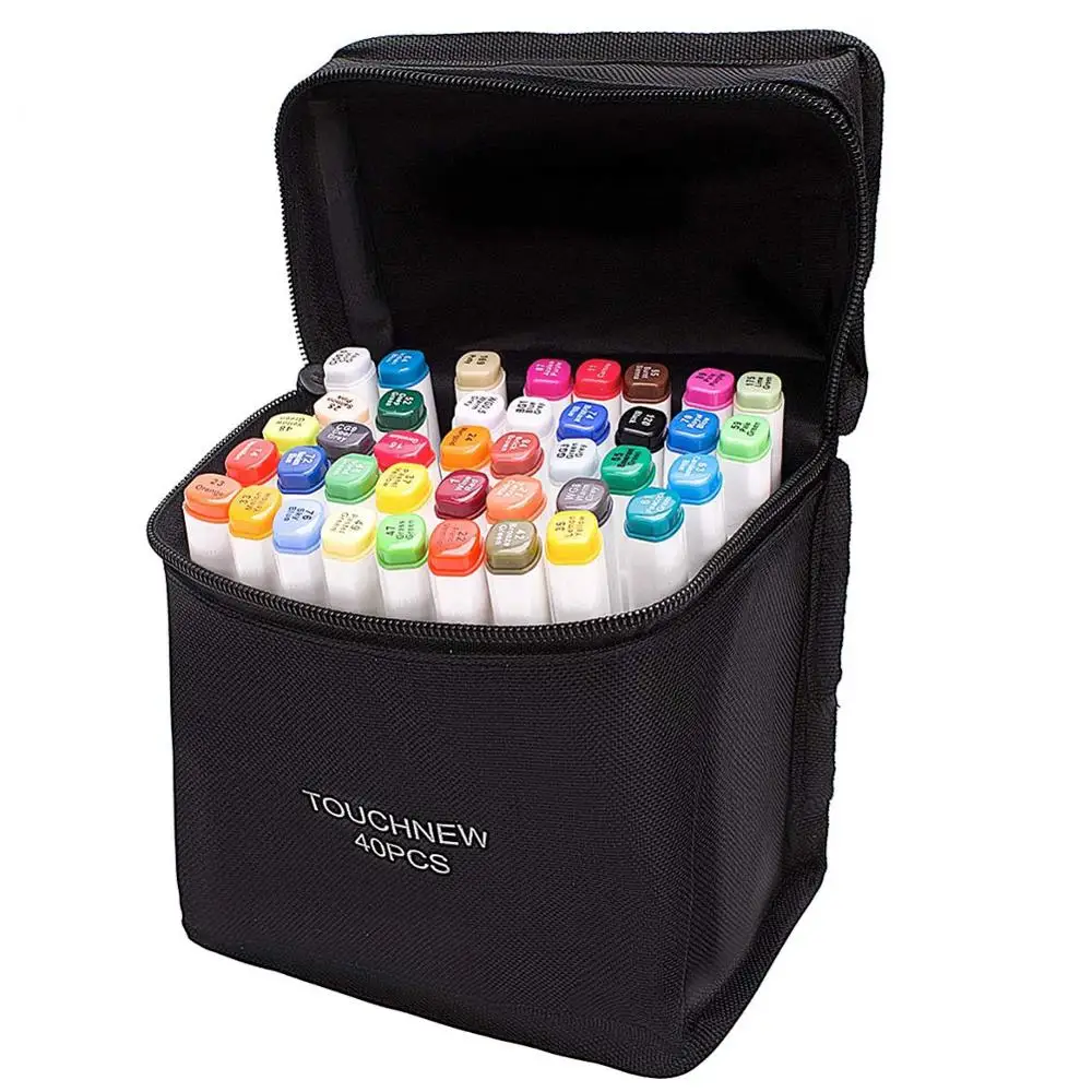 Маркеры спиртовые с двумя наконечниками 40 цветов сумкой для переноски|Маркеры