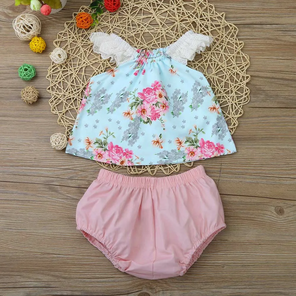 Одежда Для маленьких девочек Топы с рукавами цветочным рисунком Летняя