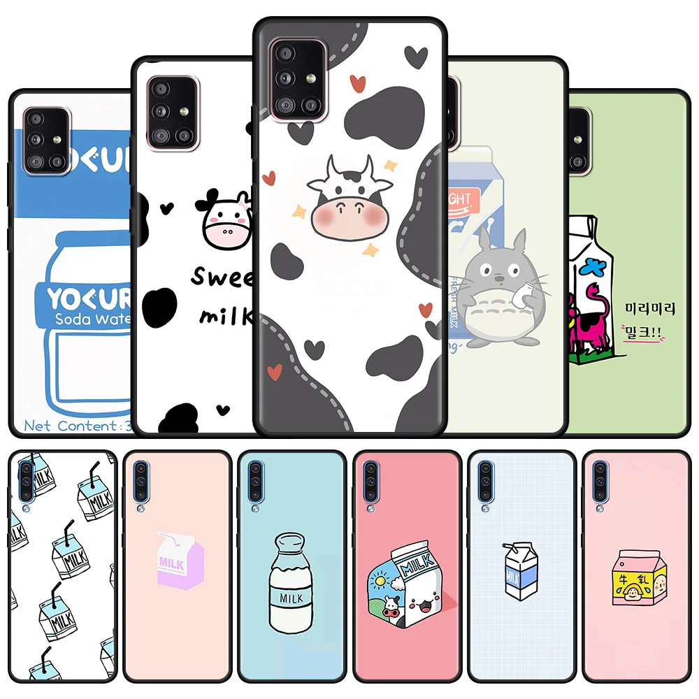 

Milk Box Cartoon Case For Samsung Galaxy A50 A02s A10 A70 A30 A20e A20s A40 A10s A90 A10e Casing Phone Shell Cover Bag