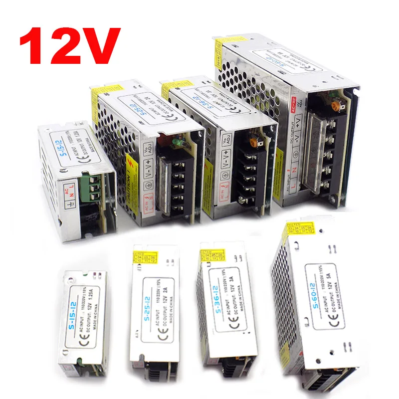

Power Supply Transformers AC-DC 100V-265V to DC 12V 1.25A 2A 3A 5A 10A 20A 30A Switch Adapter For Led Strip CCTV Charger