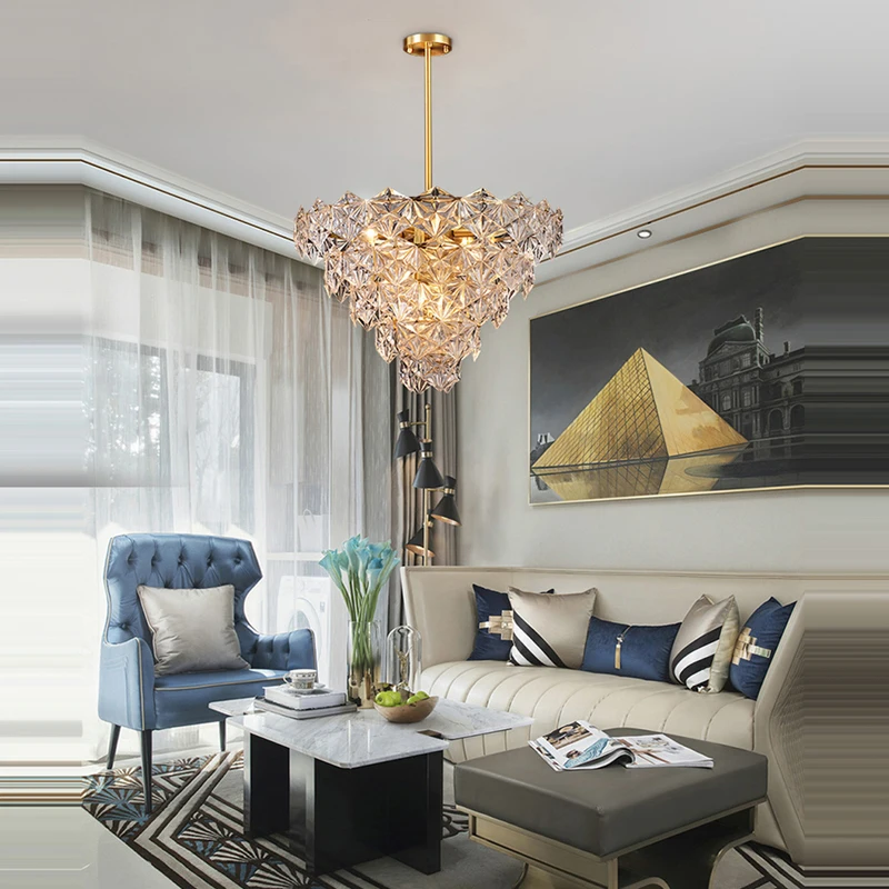 

LED Gold Silver Stainless Steel Glass Designer Hanging Lamps Chandelier Lighting Lustre Suspension Luminaire Lampen For Foyer