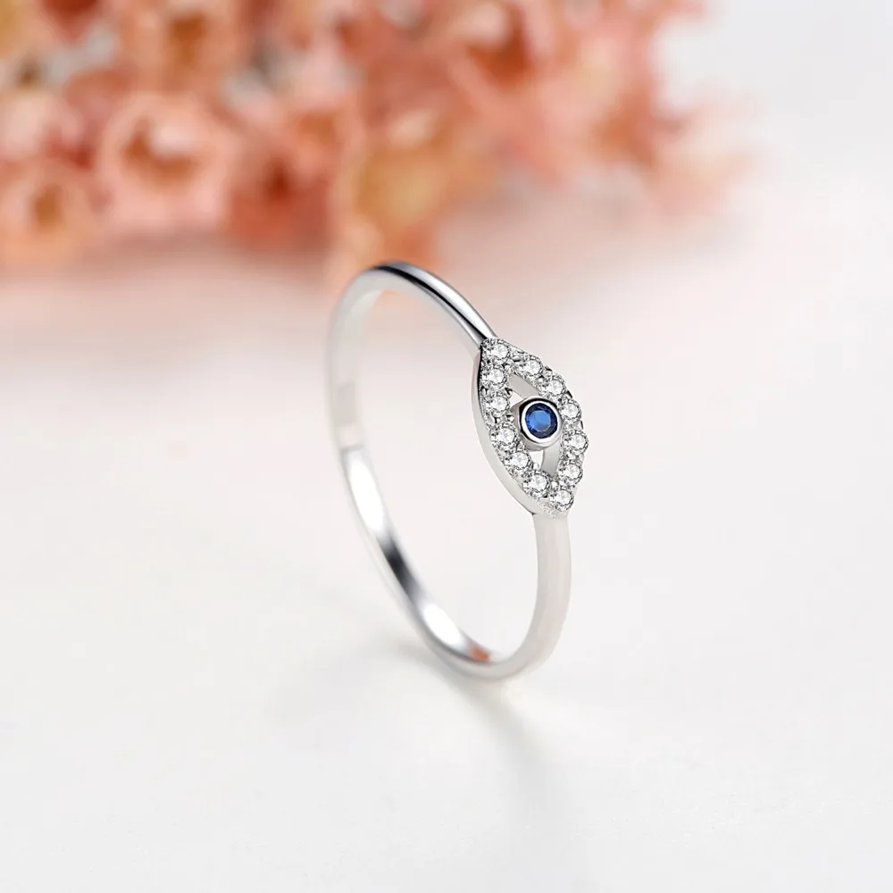 Женское кольцо с подвеской TONGZHE серебряное голубым белым и золотым покрытием