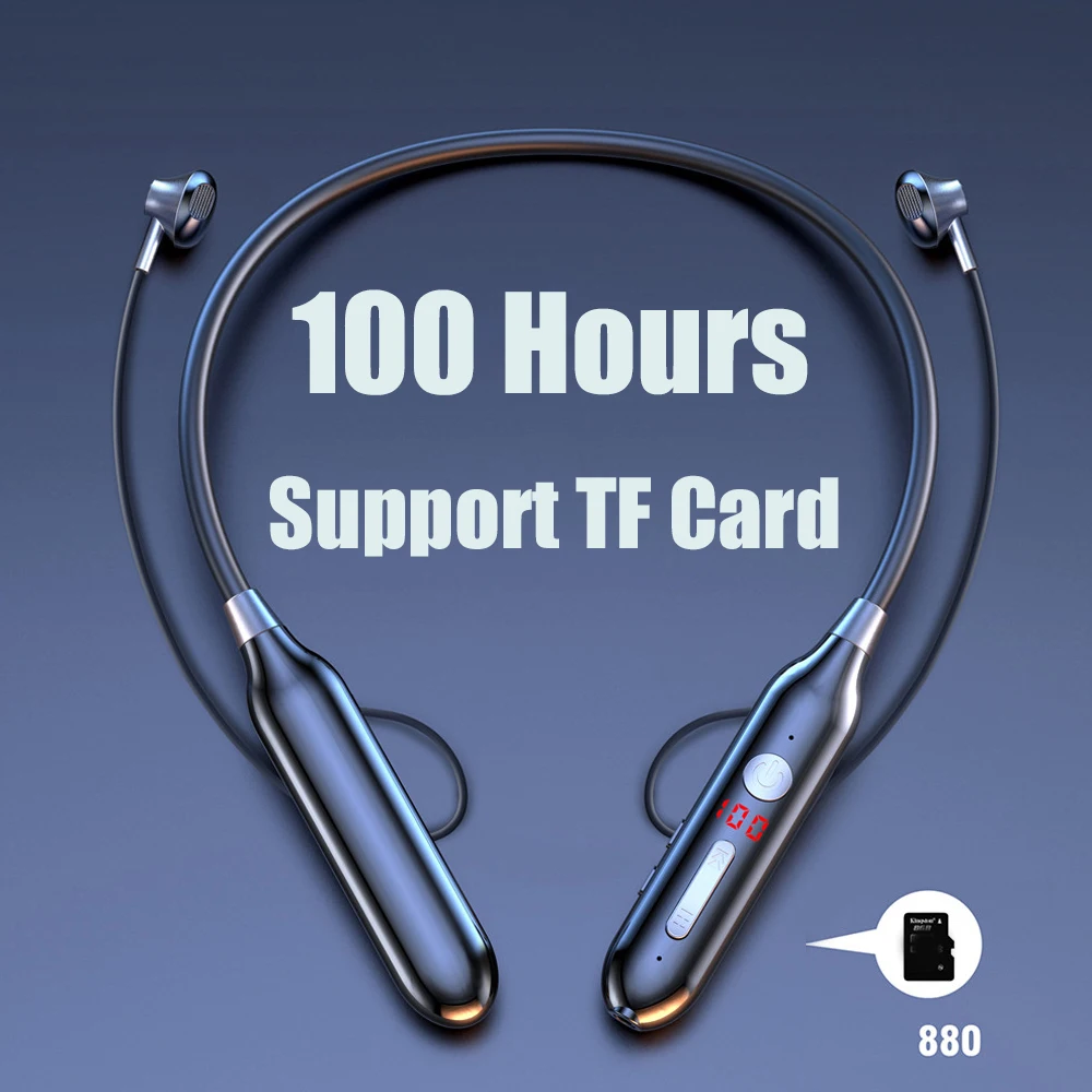 Беспроводные наушники с поддержкой Bluetooth со светодиодным дисплеем и шейным