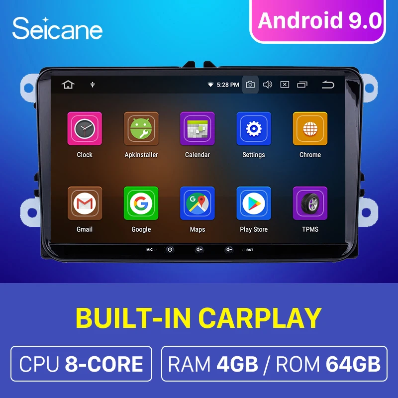 Автомагнитола Seicane Android 10 9 дюймов 64 Гб ПЗУ GPS Navi стерео плеер для VW Volkswagen Scirocco Golf Polo