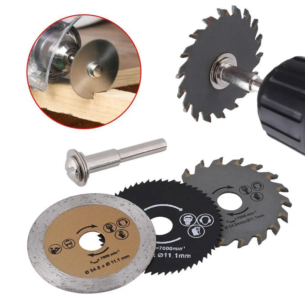 

54.8mm Woodworking High Speed Steel Saw Blade Mini Set Cutting 3PCS Slice Combo DIY Tool Accessories Electric J2V2