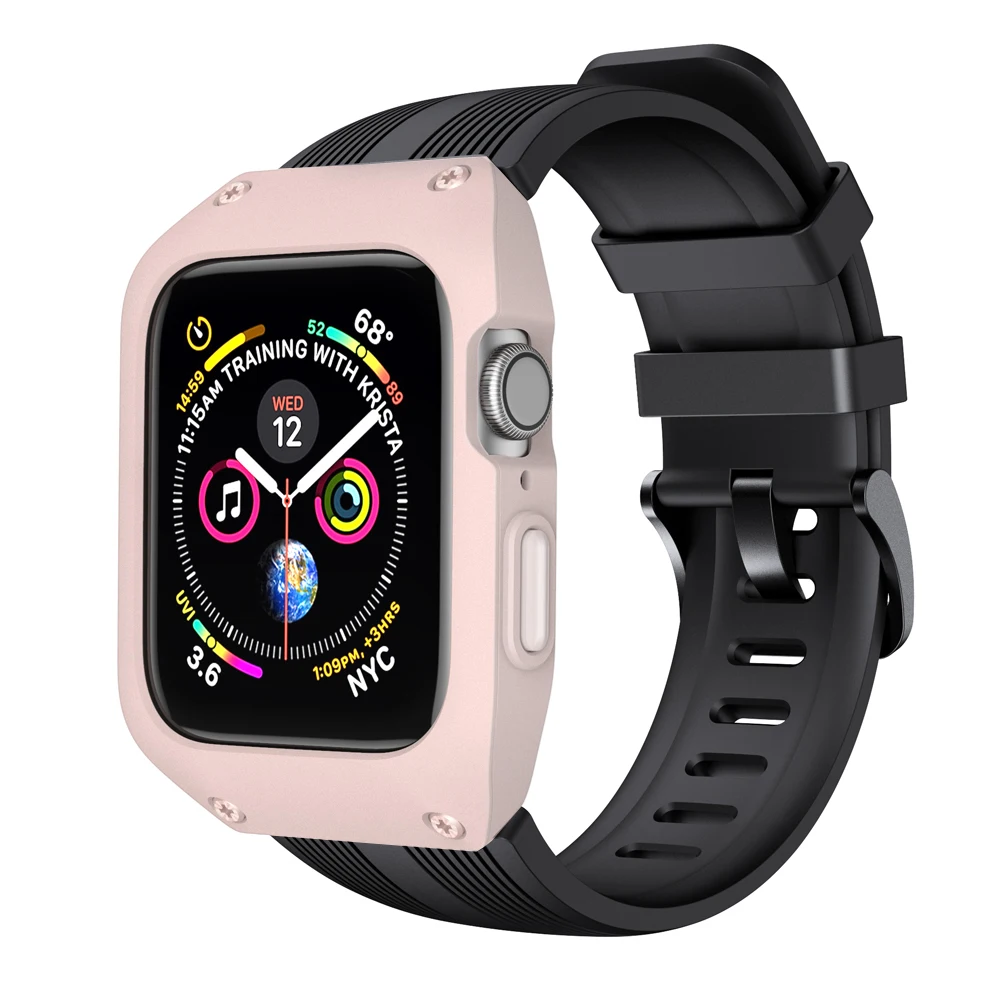 GREEN BLUE Ударопрочный чехол для часов для Apple Watch серии 4 5 40 мм 44 мм защитный чехол Браслет для Apple iWatch 1 2 3 - Цвет ремешка: GREEN BLUE