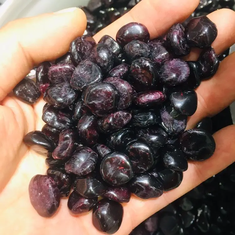 Натуральный Красный Гранат Круглый гравий полированный кварцевый хрустальный