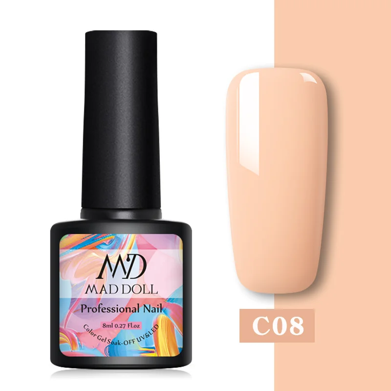 C08 MAD DOLL, 8 мл, Гель-лак для ногтей, красный, синий, фиолетовый, смешанные цвета, отмачивается от УФ-лака, долговечный гель для дизайна ногтей - Цвет: C08